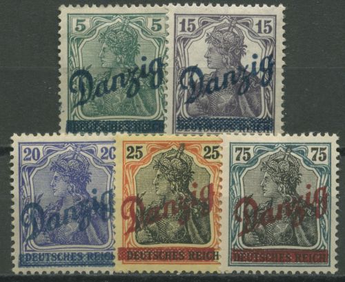 Danzig 1920 Germania mit schrägem Aufdruck 21/25 mit Falz