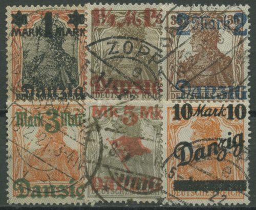 Danzig 1920 Germania mit Netzunterdruck Spitzen nach oben 26/31 I gestempelt