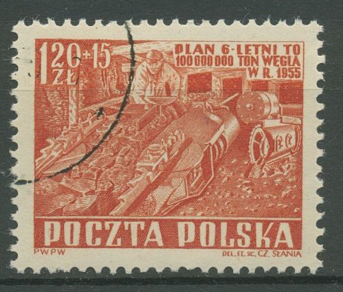 Polen 1952 Sechsjahresplan Bergbau 777 gestempelt