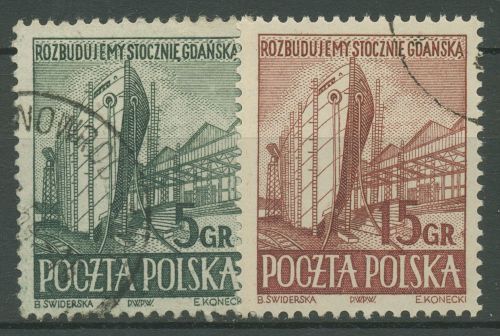 Polen 1952 Schiffswerften Danzig Schiffbau 775/76 gestempelt