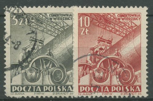 Polen 1952 Industrie Zementwerk 748/49 gestempelt