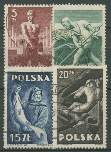Polen 1947 Berufe 472/75 gestempelt