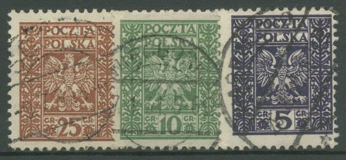 Polen 1928 Freimarken Staatswappen 261/63 gestempelt