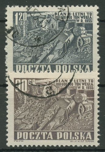 Polen 1951 Sechsjahresplan Bergbau 715/16 gestempelt