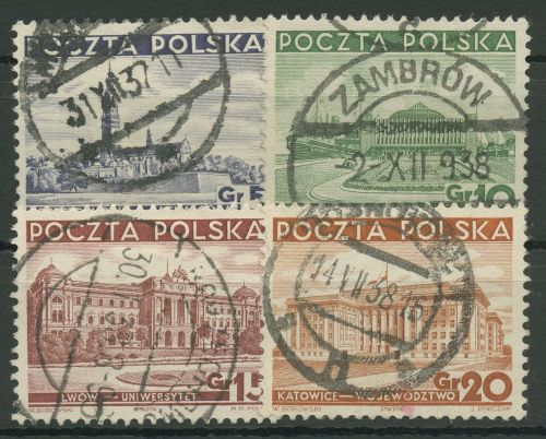 Polen 1937 Sehenswürdigkeiten Bauwerke 315/18 gestempelt