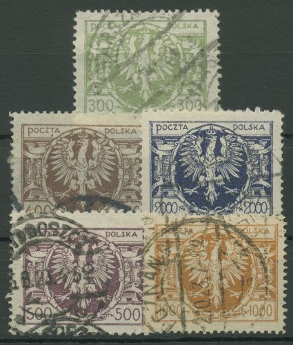 Polen 1923 Großer Adler auf Schild 177/81 gestempelt