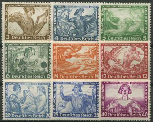Deutsches Reich 1933 Deutsche Nothilfe Wagner 499/507 mit Falz