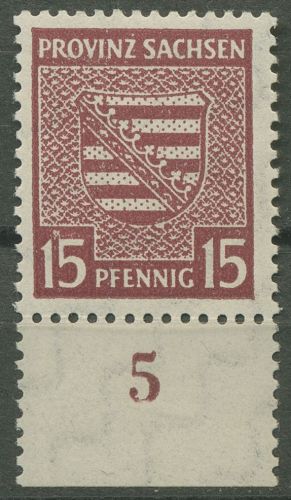 SBZ Provinz Sachsen 1945 Wappen WZ X fallend Unterrand 80 X UR postfrisch