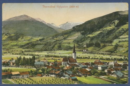 Thermalbad Hofgastein Ortsansicht, gelaufen Marke fehlt (AK5869)