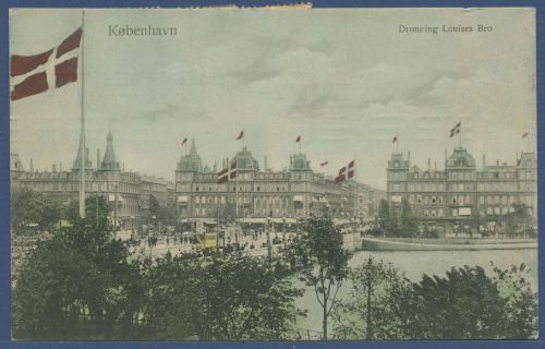 Kopenhagen Dronning Louises Bro, gelaufen 1908 (AK5846)