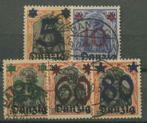 Danzig 1920 Germania mit Aufdruck 16/20 gestempelt, Massenentwertung