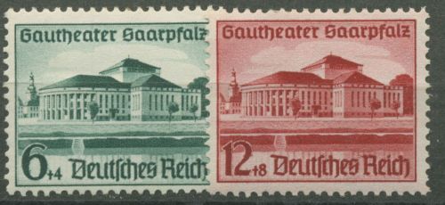 Deutsches Reich 1938 Eröffnung Gautheater Saarpfalz 673/74 mit Falz