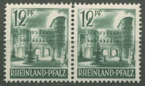 Franz. Zone: Rheinland-Pfalz 1947 Porta Nigra Typenpaar 4 y v II + I postfrisch