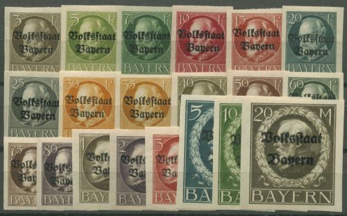 Bayern 1919 König Ludwig III. Aufdruck Volksstaat Bayern 116/35 II B mit Falz