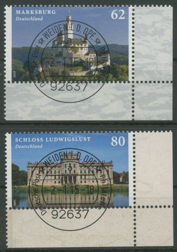 Bund 2015 Burgen Schlösser Ludwigslust 3122/23 Ecke 4 gestempelt (E4001)