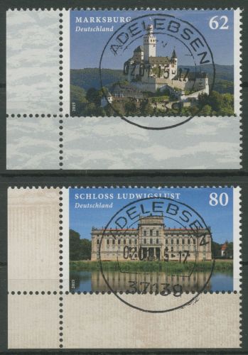 Bund 2015 Burgen Schlösser Ludwigslust 3122/23 Ecke 3 mit TOP-Stempel (E5613)