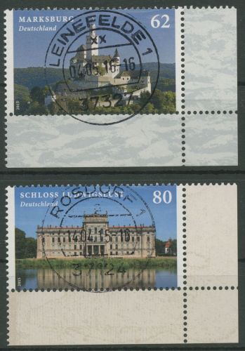 Bund 2015 Burgen Schlösser Ludwigslust 3122/23 Ecke 4 mit TOP-Stempel (E4001)