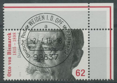 Bund 2015 Otto Fürst von Bismarck 3145 Ecke 2 gestempelt (E5644)