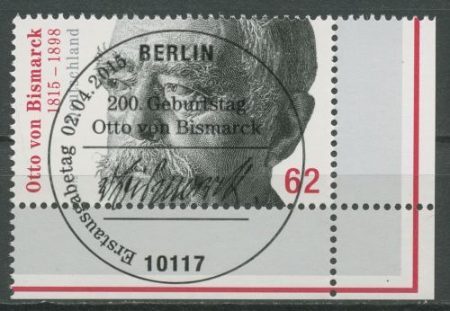 Bund 2015 Otto Fürst von Bismarck 3145 Ecke 4 mit ESST Berlin (E5645)