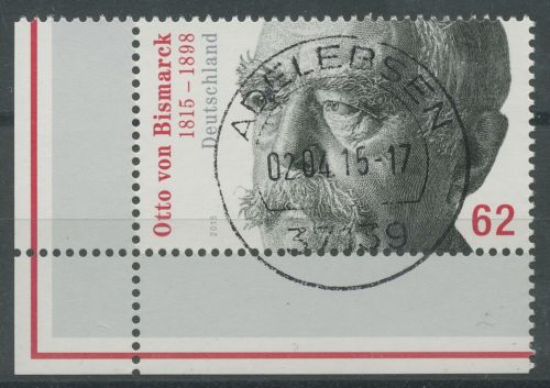 Bund 2015 Otto Fürst von Bismarck 3145 Ecke 3 mit TOP-Stempel (E45646)