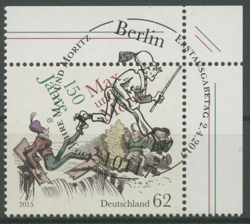 Bund 2015 Wilhelm Busch Max & Moritz 3146 Ecke 2 mit ESST Berlin (E5648)