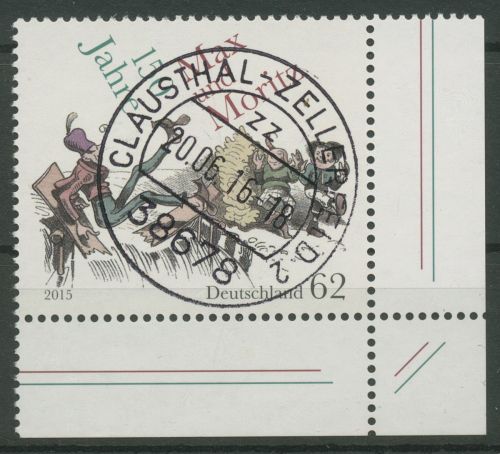Bund 2015 Wilhelm Busch Max & Moritz 3146 Ecke 4 mit TOP-Stempel (E4704)