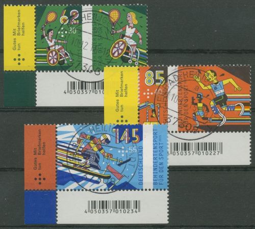 Bund 2015 Sport Behindertensport 3149/51 Ecke 3 mit TOP-Stempel (E4705)