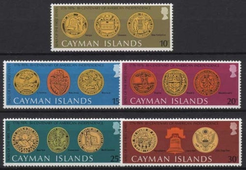 Cayman-Islands 1976 Unabhängigkeit Amerikas Siegel 368/72 postfrisch