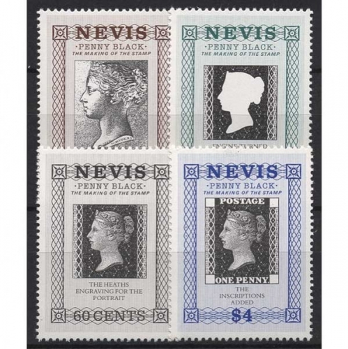 Nevis 1990 150 Jahre Briefmarken Druck MiNr. 1 Großbritannien 528/31 postfrisch