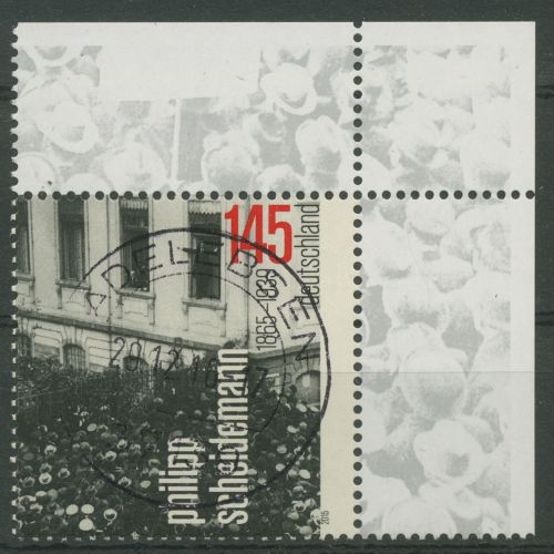 Bund 2015 Politiker Philipp Scheidemann 3165 Ecke 2 TOP-Stempel (E4722)