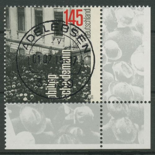 Bund 2015 Politiker Philipp Scheidemann 3165 Ecke 4 TOP-Stempel (E4723)