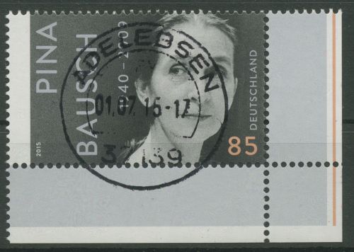 Bund 2015 Tänzerin Pina Bausch 3166 Ecke 4 mit TOP-Stempel (E4724)