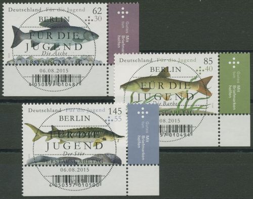 Bund 2015 Jugend Süßwasserfische 3169/71 Ecke 4 mit ESST Berlin (E4012)