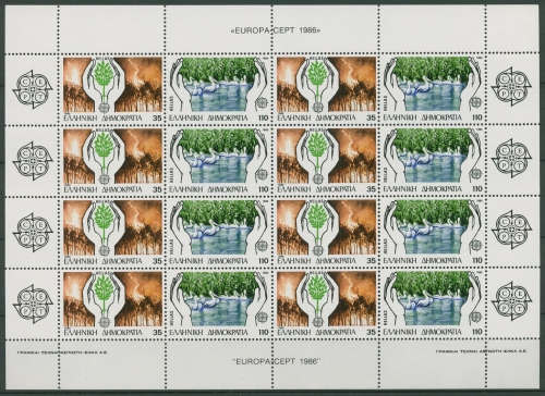 Griechenland 1986 Europa CEPT Naturschutz 1630/31 A ZD-Bogen postfrisch (C93103)