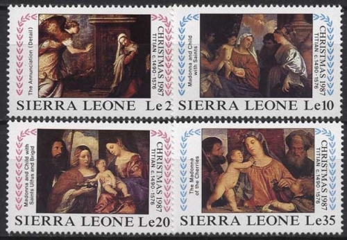 Sierra Leone 1987 Weihnachten, Gemälde von Tizian 1066/69 postfrisch