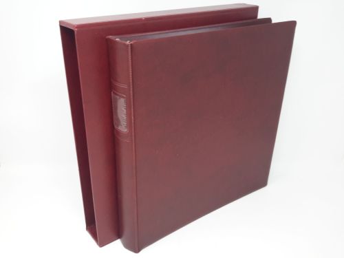 LINDNER Ringbinder (älter. Modell) mit Kassette weinrot, Gebrauchsspuren (Z2848)