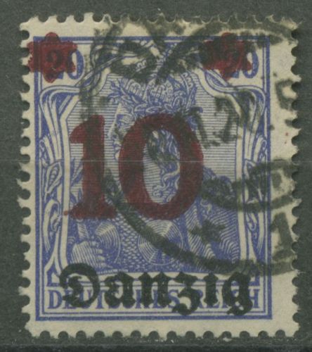 Danzig 1920 Germania mit Aufdruck 17 gestempelt geprüft