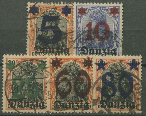 Danzig 1920 Germania mit Aufdruck 16/20 gestempelt, Massenentwertung