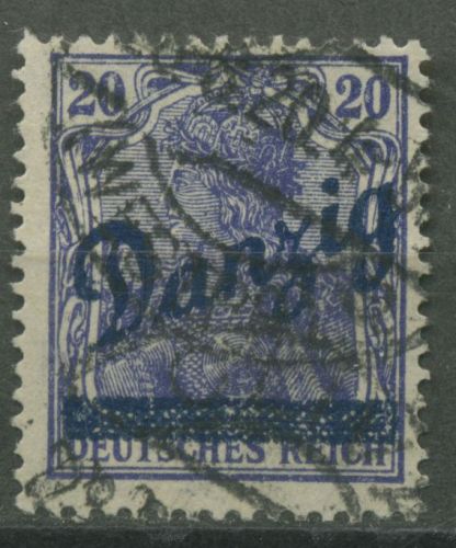 Danzig 1920 Germania mit schrägem Aufdruck 23 gestempelt geprüft