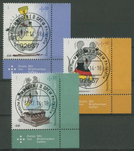 Bund 2014 Sporthilfe Mäuse Uli Stein 3075/77 Ecke 4 gestempelt (E5747)