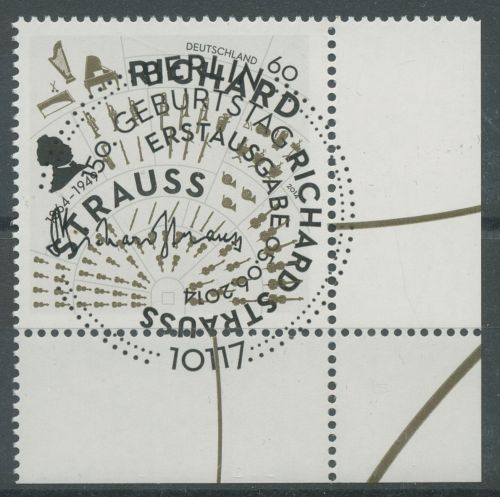 Bund 2014 Komponist Richard Strauss 3086 Ecke 4 mit ESST Berlin (E5759)