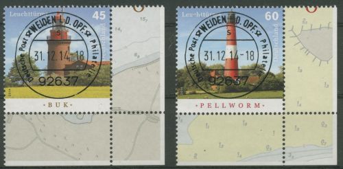 Bund 2014 Leuchttürme 3089/90 Ecke 4 gestempelt (E5760)