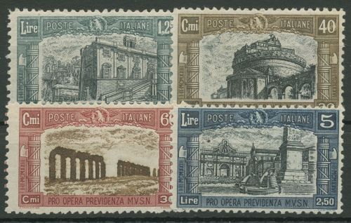 Italien 1926 Nationalmiliz Historische Bauten 249/52 mit Falz