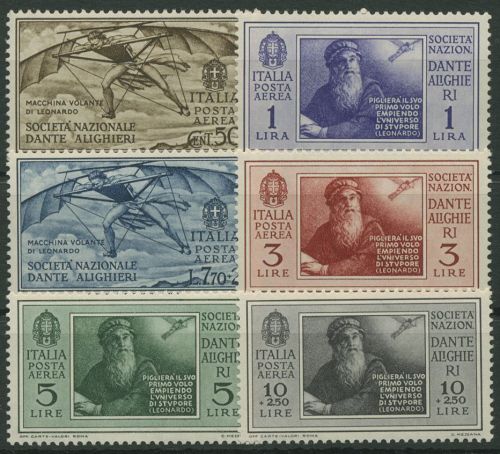 Italien 1932 Dante-Gesellschaft Leonardo da Vinci 385/90 postfrisch