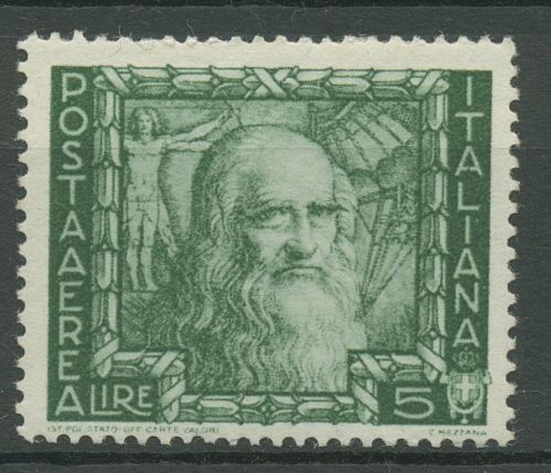 Italien 1938 Leonardo da Vinci Flugpost 619 mit Falz