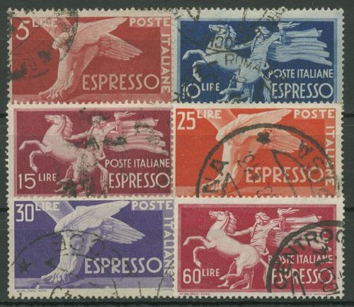 Italien 1945 Eilmarke Fackelträger und Pferd 715/20 gestempelt