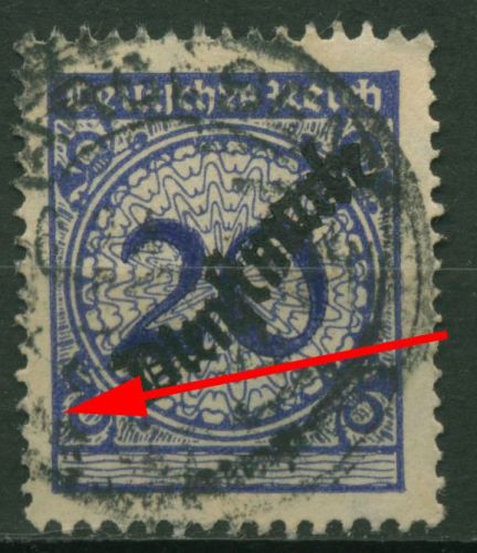 Dt. Reich Dienst 1923 Plattenfehler: Parallelerscheinung D 102 PE I gestempelt