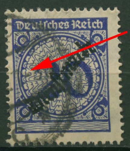Dt. Reich Dienst 1923 Plattenfehler: Sprung in Rosette D 102 HT gestempelt