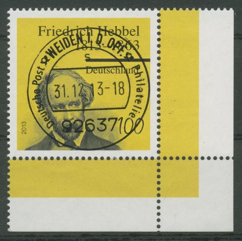 Bund 2013 Lyriker Friedrich Hebbel 2990 Ecke 4 gestempelt (E5817)