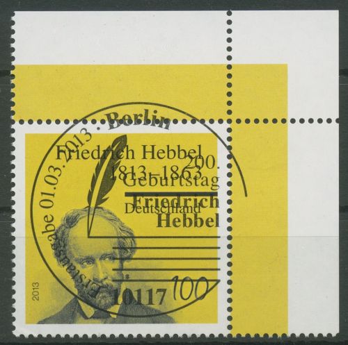 Bund 2013 Lyriker Friedrich Hebbel 2990 Ecke 2 mit ESST Berlin (E5818)